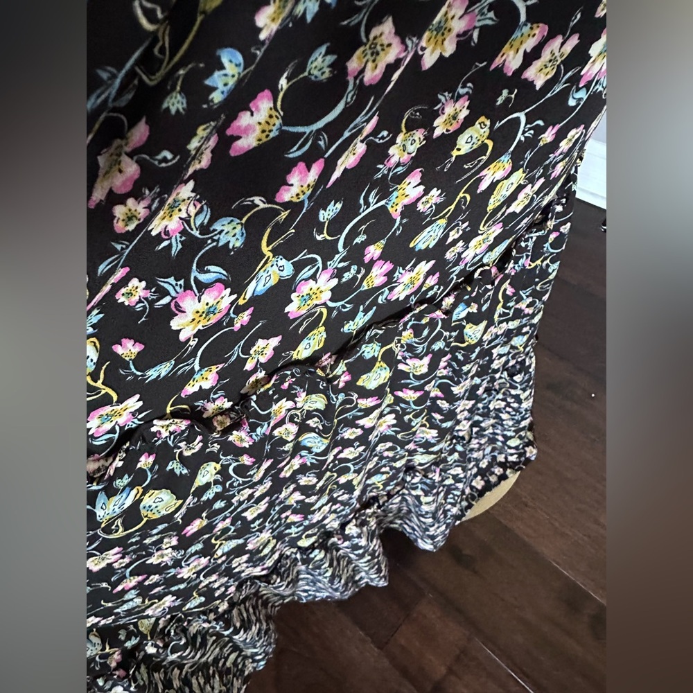 Who What Wear Floral Maxi Dress Scandi Boho Prairie Ruffles Sleeveless Tie Waist - Picture 7 of 12